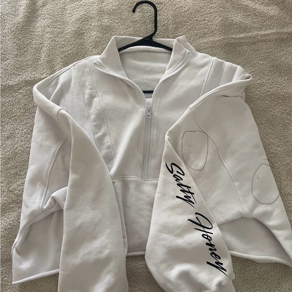 Sassy Honey White Half-Zip Sweatshirt